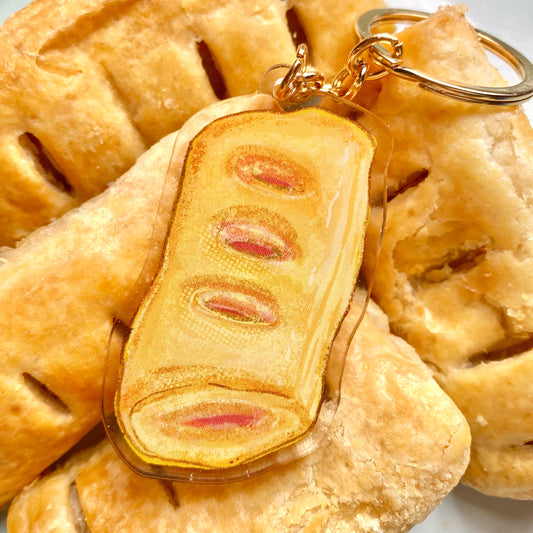 delicious sausage roll keyring