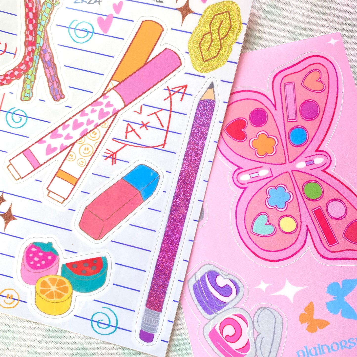 back 2 skool glitter sticker sheet