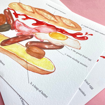 anatomy of a breakfast roll giclée print