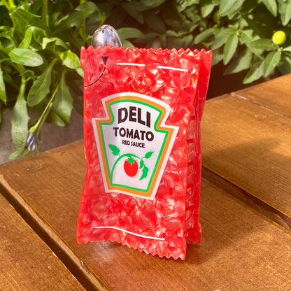 tomato red sauce ketchup packet hair claw